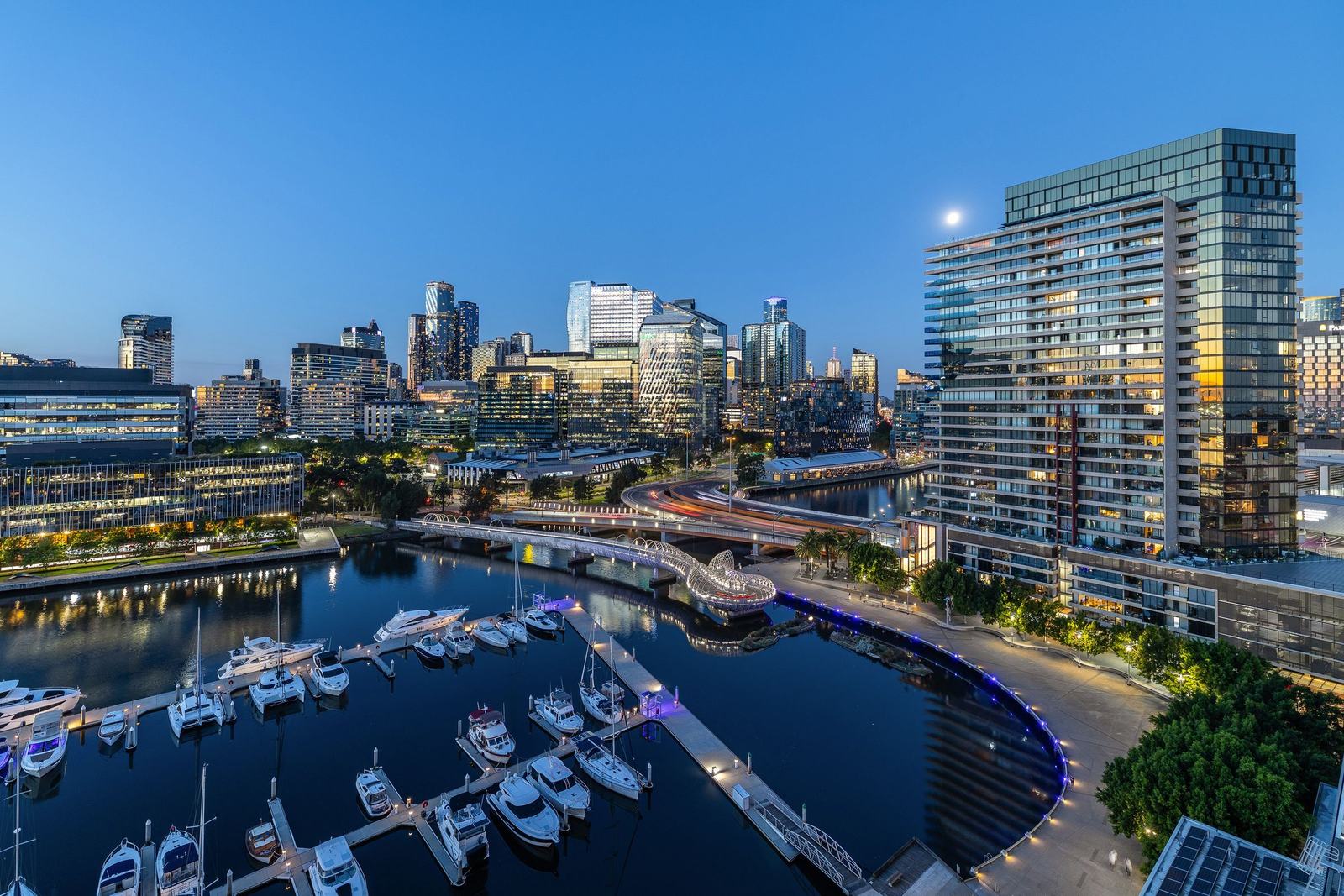 50 Lorimer Street, Tower 1 at Yarras Edge, Docklands, seen from the air