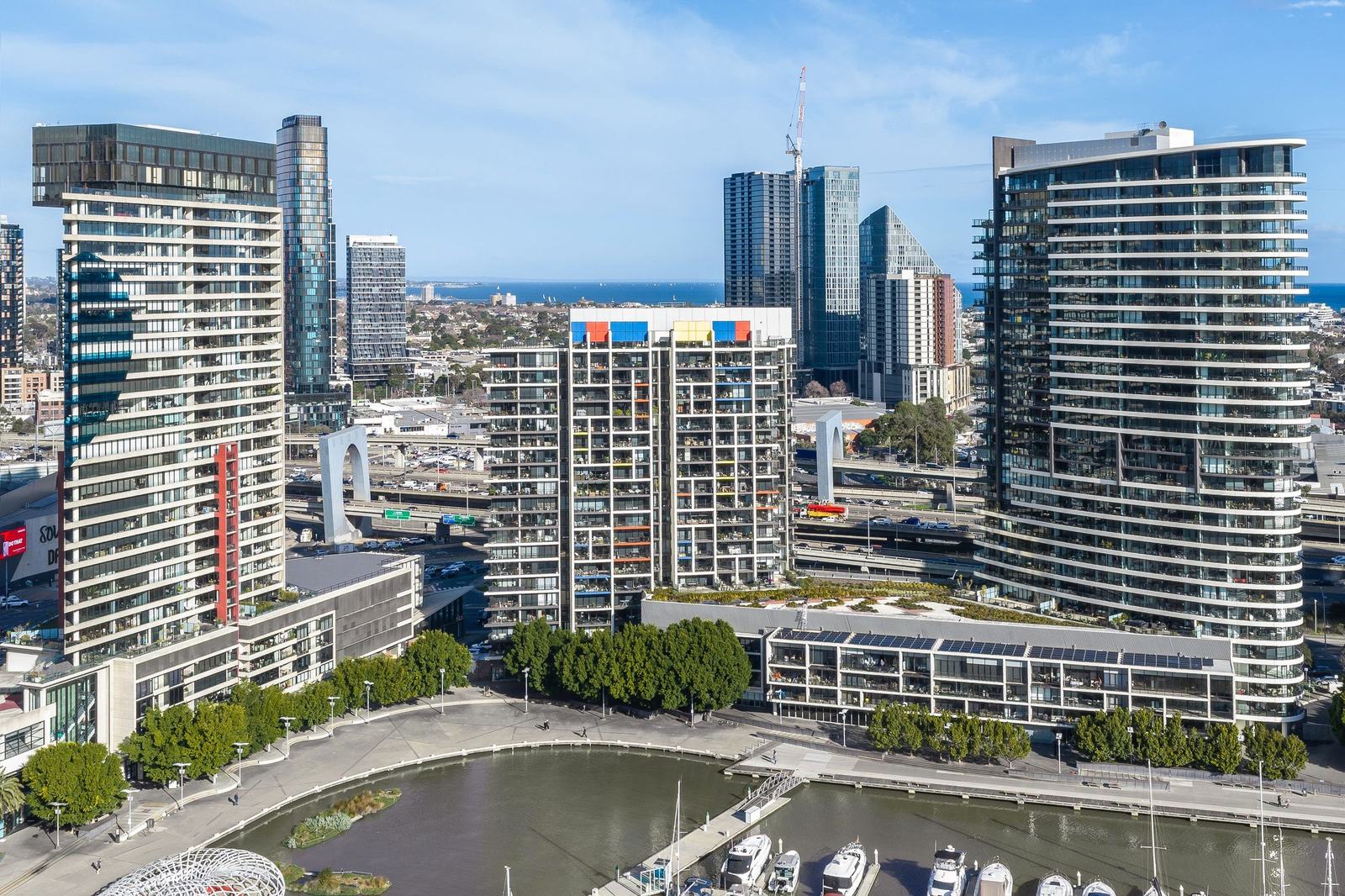60 Lorimer Street, Tower 2 at Yarras Edge, Docklands, seen from the air