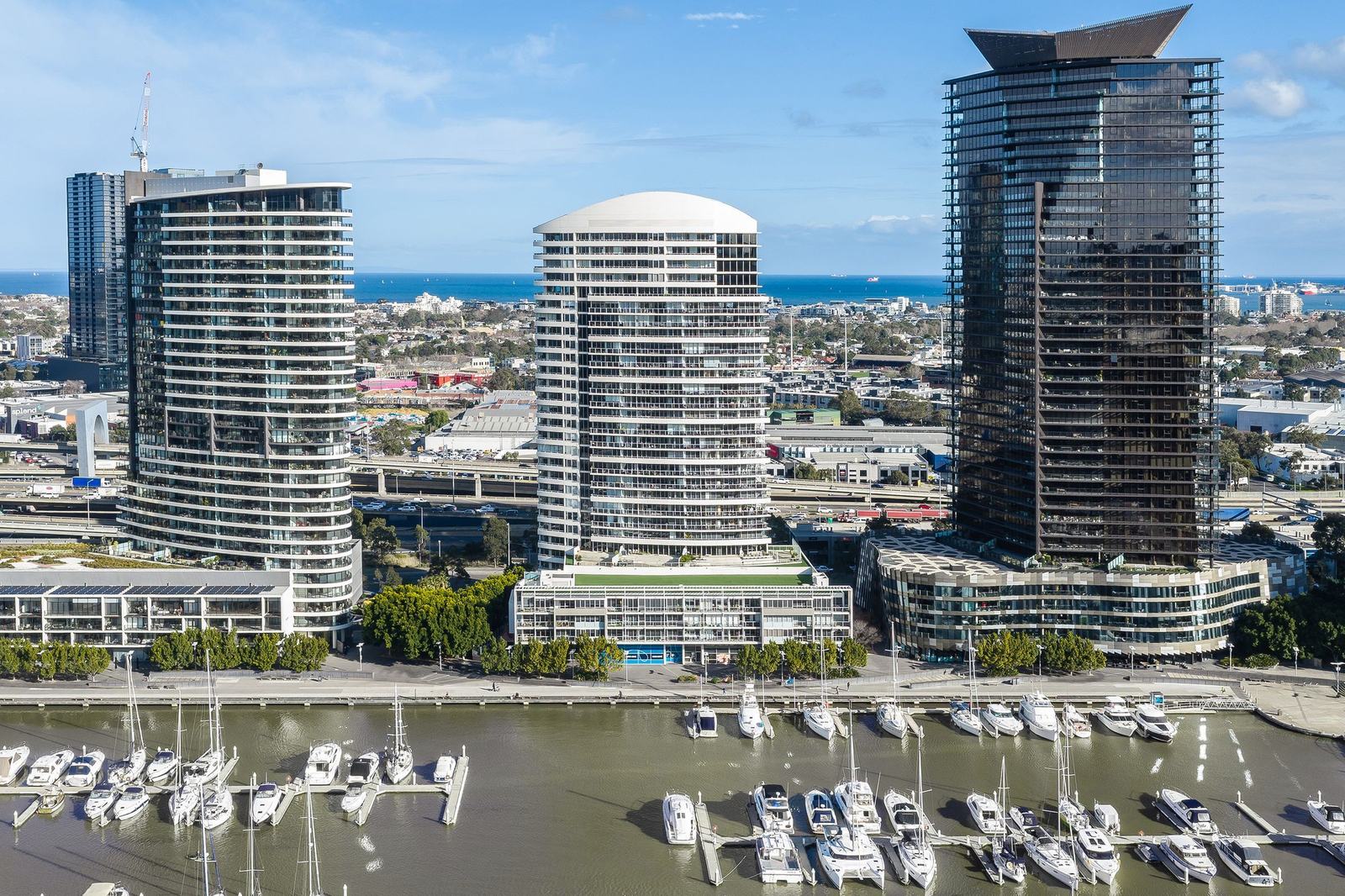 80 Lorimer Street, Tower 4 at Yarras Edge, Docklands, seen from the air