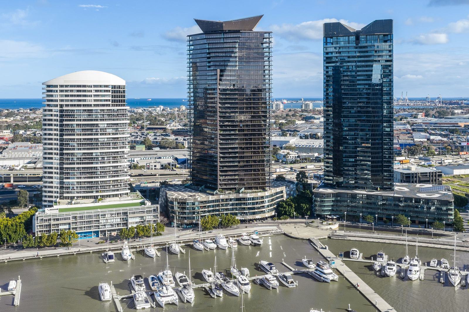 90 Lorimer Street, Tower 5 at Yarras Edge, Docklands, seen from the air